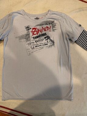 Light Gray Graphic Long-Sleeve Layered Look Tee